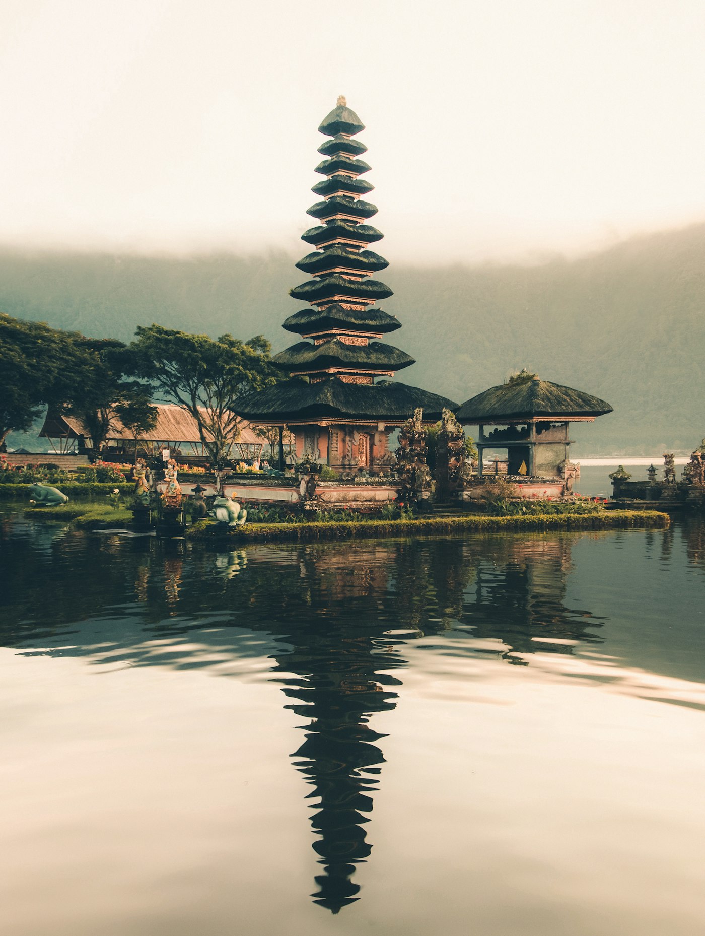Tropical landscape and temple in Bali